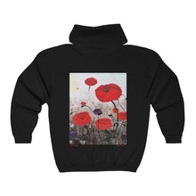 Load image into Gallery viewer, For The Fallen - Unisex  ZIP UP HOODIE - Designed from Original ANZAC Day artwork (Image on back)
