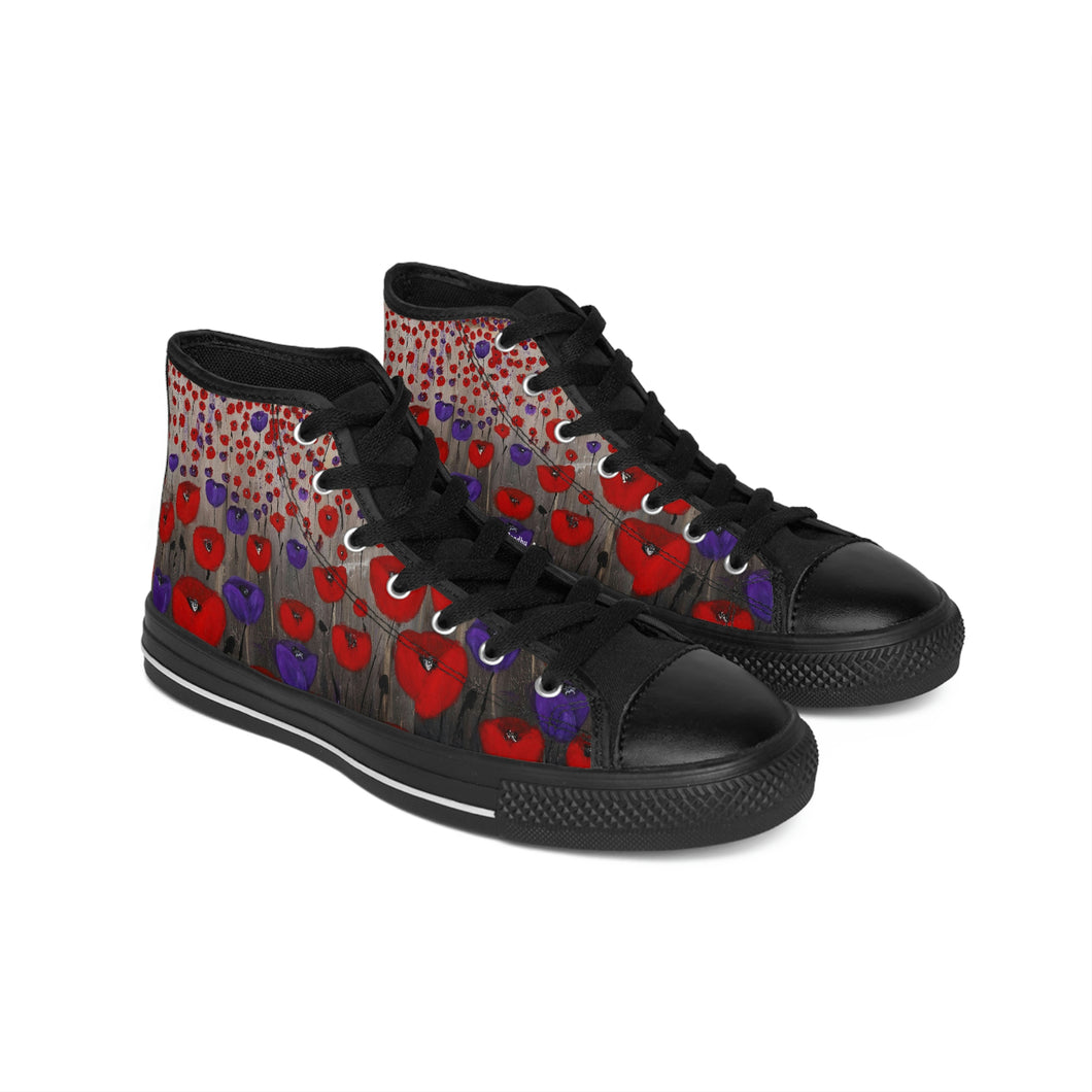 Benedictus (Poppies Only) - WOMEN'S HIGH-TOP SNEAKERS - Designed from original ANZAC Day artwork