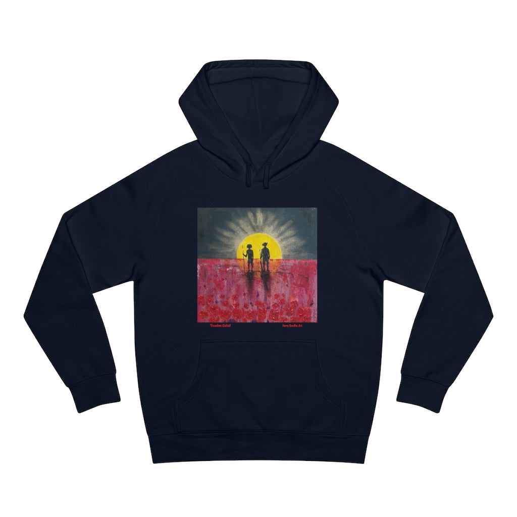 Hoodie 80/20 cotton/polyester anti-pill fleece, has a kangaroo pocket, sleeve cuff ribbing & is preshrunk by Kerry Sandhu Art