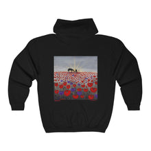 Load image into Gallery viewer, Benedictus - Unisex  ZIP UP HOODIE - Designed from Original ANZAC Day artwork (Image on back)
