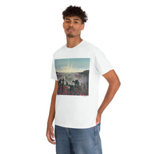 Load image into Gallery viewer, The Band Played Waltzing Matilda - Unisex HEAVY COTTON TEE - Designed from Original Anzac Day artwork (Image on front)
