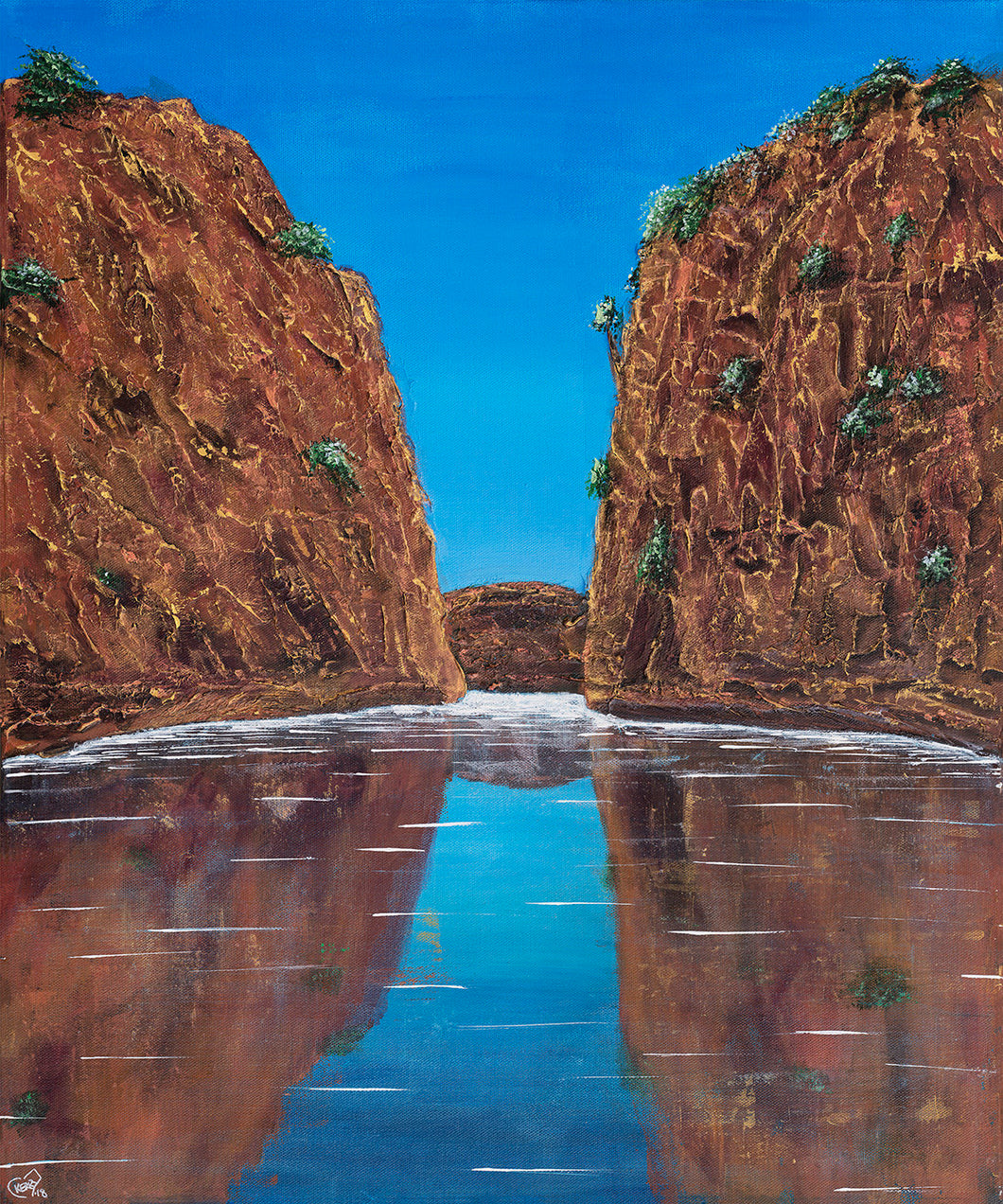 Original painting of Horizontal Falls in the North West of Western Australia and it's reflection in the water