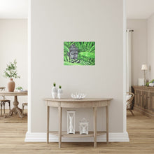 Load image into Gallery viewer, Original painting of a serene buddha head statue in a garden by Kerry Sandhu Art
