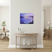 Load image into Gallery viewer, Original painting of a purple sunset over the ocean by Kerry Sandhu Art
