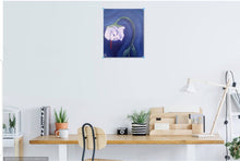 Load image into Gallery viewer, Original painting of a white rose with a single blood drip by Kerry Sandhu Art
