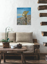 Load image into Gallery viewer, Original painting of a Digger&#39;s slouch hat resting on a gun with an ANZAC inspired Crest by Kerry Sandhu Art
