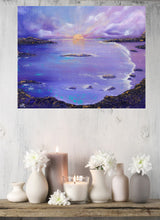Load image into Gallery viewer, Original painting of a purple sunset over the ocean by Kerry Sandhu Art
