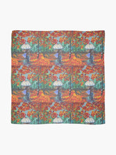 Load image into Gallery viewer, Couple under an umbrella surrounded by autumn/fall coloured leaves on a large 140x140cm square scarf/wrap /shawl
