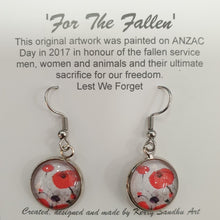 Load image into Gallery viewer, For The Fallen - 14mm FISHHOOK EARRINGS - Designed from original ANZAC Day artwork - red poppies
