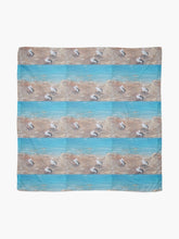 Load image into Gallery viewer, Original painting of Australian pelicans on a beach on a large square 140 x 140cm scarf / wrap / shawl
