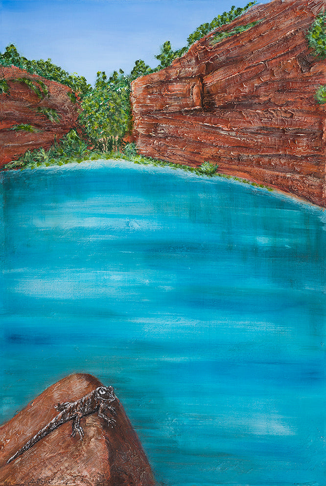 Original painting of Fortescue Falls in the Kimberley region of the North West of Western Australia giclee prints available in two sizes
