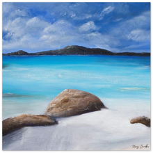 Load image into Gallery viewer, Painting of a tranquil ocean/ beach scene in Denmark, South West Western Australia aluminium print available in various sizes
