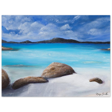 Load image into Gallery viewer, Painting of a tranquil ocean/ beach scene in Denmark, South West Western Australia aluminium print available in various sizes
