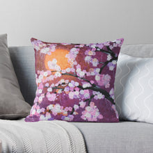 Load image into Gallery viewer, Original painting of a sun filtering through a cherry blossom tree on 40 x 40cm cushion covers
