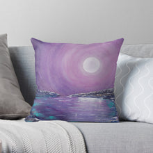 Load image into Gallery viewer, Original painting of a mystical full moon reflecting over water  on a 40 x 40cm cushion cover
