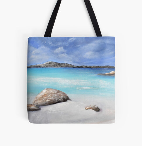 Original painting of a tranquil ocean/ beach scene in Denmark in the South West of Western Australia on a 41 x 41cm tote bag
